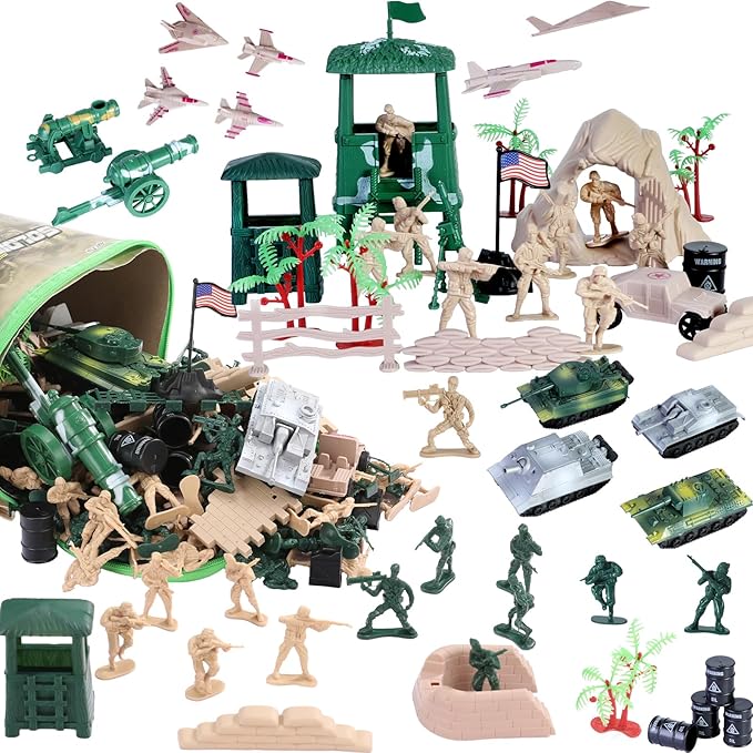 180 PCS Army Men Military Base Toy Set, Military Soldier Action Figures with Army Accessories, Gifts for Kid Boy Toddler