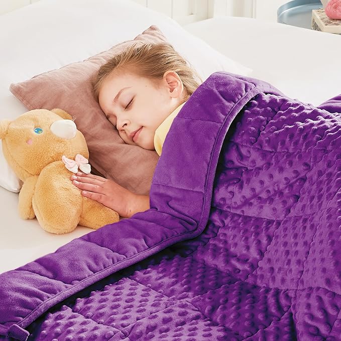 Weighted Blanket - 3 lbs Purple Minky Heavy Blanket - Small Size Breathable Lap Blanket(36"x48", 3 lbs)