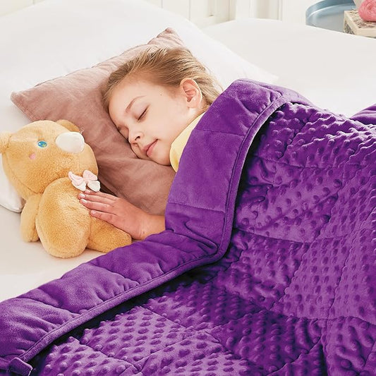 Weighted Blanket - 10 lbs Purple Minky Heavy Blanket - Small Size Breathable Lap Blanket(50"x60", 10 lbs)