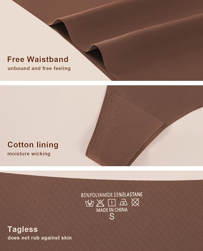 oshkang Thongs for Womens High Waisted Seamless for Women Underwear Sexy Breathable Panties 6 Pack