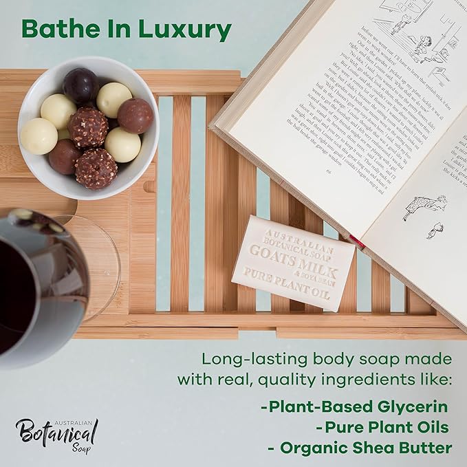 Australian Botanical Soap Woodsy Medley 4 Bar Variety Pack – Goats Milk, Sandalwood, Oat Milk & Aloe Vera, Triple Milled 6.6 oz Bars with Shea Butter