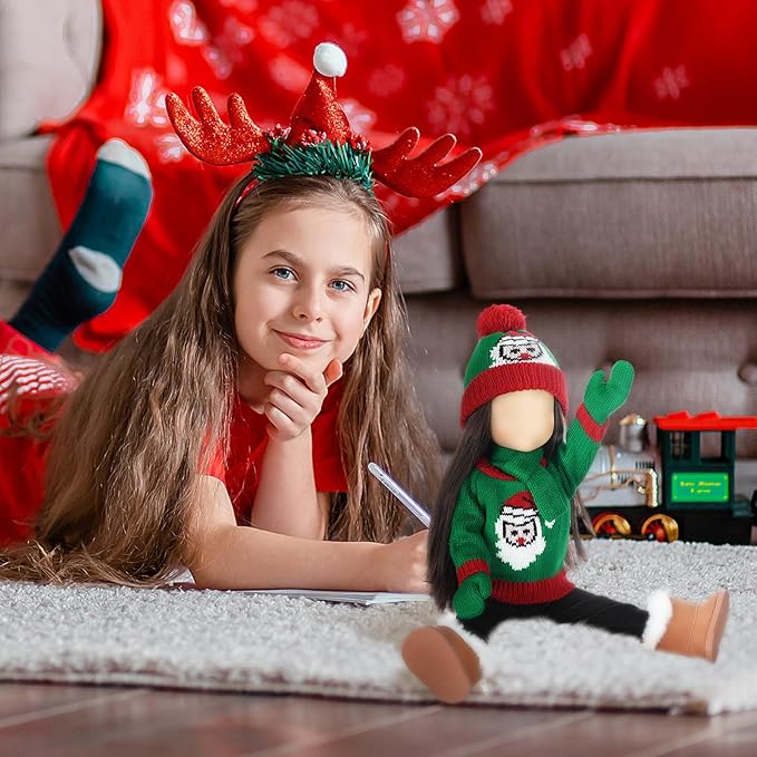 6 Pcs Christmas 18 Inch Doll Clothes and Accessories Winter Outfits Set Sweaters Trousers Hats Shoes for 18 Inch Doll Gift(Green and Red,Santa Claus)