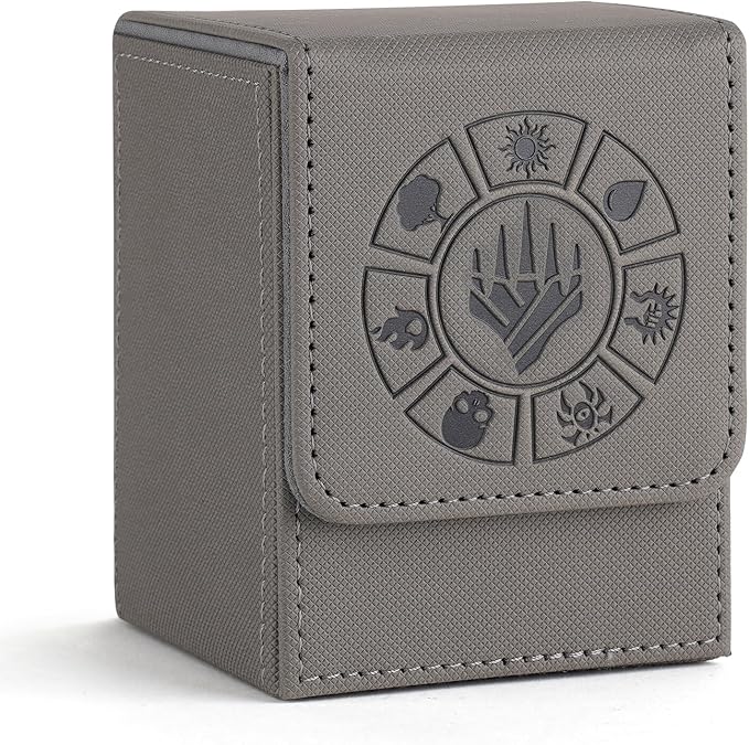 Arkeiliy Card Deck Box, 110+ Storage MTG Deck Box with 50 Pcs Card Sleeve, Collectible Trading Card Cases for Magic Commander and More (Grey)