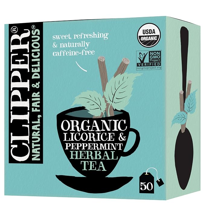 Clipper Organic Licorice & Peppermint Tea, Caffeine Free, 50