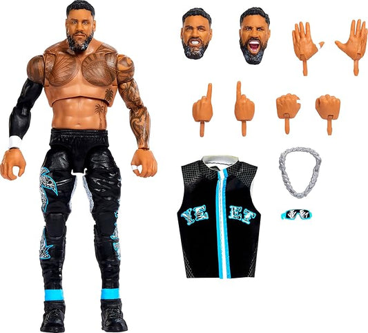 Mattel WWE Ultimate Edition Action Figure & Accessories Set, Jey USO 6-inch Collectible with Swappable Heads & Hands, 30 Articulation Points