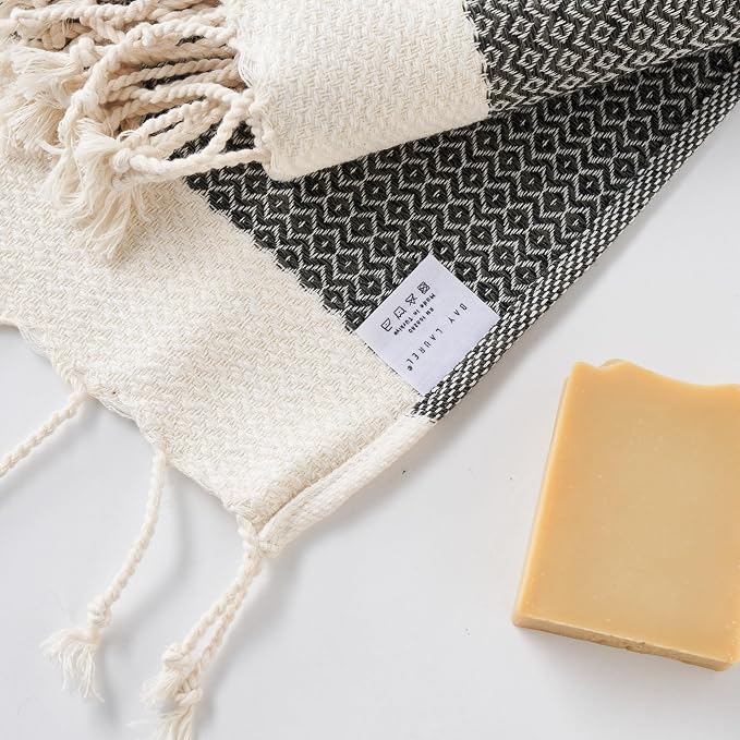 BAY LAUREL Turkish Hand Towel – Pack of 2 | Soft & Absorbent Decorative Towels for Bathroom, Hand, Face, Hair, Gym, Yoga, SPA, Kitchen & Tea (Dark Army Green, Diamond 15x26 Inches (Set of 2)