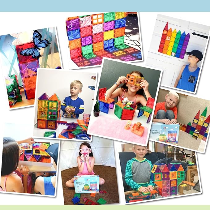 118PCS Magnetic Tiles, Magnet Building Blocks, Kids Toys for Ages 4-8 5-7, STEM Educational Construction Toys for Toddlers, Birthday for 3 4 5 6 7 8 Year Old Boys and Girls