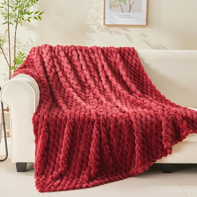 NEWCOSPLAY Fleece Clouds Cozy Throw Blanket for Couch, Red, 50"x60" | Premium Silky Flannel Blanket, Soft Lightweight Fluffy Throw Blanket for Bed Sofa Decor, Gift for All Season Use