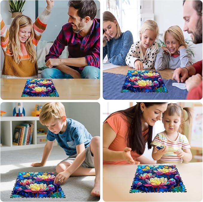 MEATRN Butterfly Lotus Wooden Puzzles for Adults 499 Pcs, 13.2x17.2 in, Fun Educational Wood Puzzle, Handmade Decorative Gift, Relaxing Wood Puzzle Game for Family & Friends
