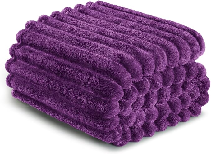 Exclusivo Mezcla Striped King Size Fleece Blanket for Bed, Couch, 90"x104" | Soft Breathable Cozy Bed Blankets, Lightweight Plush Fluffy Fuzzy Jacquard Decorative Blankets