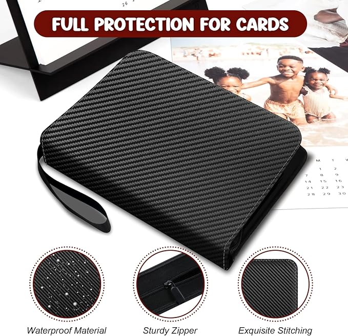 Toploader Binder 4 Pocket, Top Loader Card Storage Holds 96 Cards Top Loader Binder for Trading Cards 3" x 4" Rigid Card Holders and Sports Cards Organized
