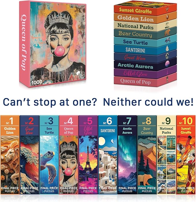 Queen of Pop (#4) – 1000 Piece Jigsaw Puzzle for Adults | Premium European Blue Board | Satin Low-Glare Finish | Ribbon Cut | Bonus Poster | Display-Worthy Box | Printed in USA | Final Piece Puzzles