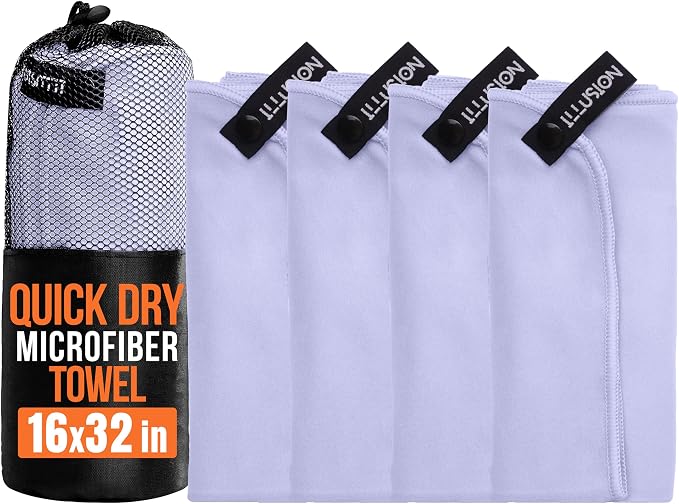 illusion Small Microfiber Gym Towels for Men and Women Active Sports (32" L x 16''W)-Lightweight Quick Dry Gym Towel for Sweat-Workout Towels Ideal for Yoga, Camping, Running, and Outdoor Activities