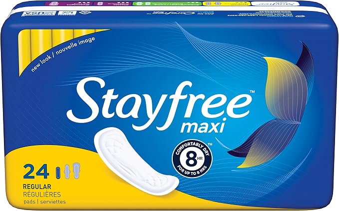 Stayfree Reg Maxi Pad c Size, 24 Count (Pack of 1), Regular