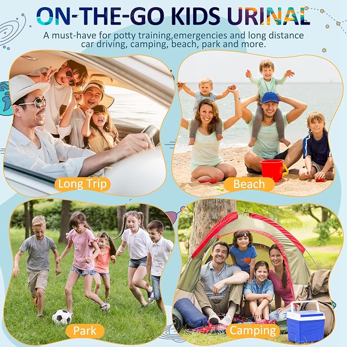Portable Urinal for Kids Rocket Pee Cup for Kids Small Emergency Toilet Travel Urinal for Toddlers Boys Girls 12.5 OZ Pee Bottle for Kids Child Camping Car Travel Potty Training Baby Urinal Blue