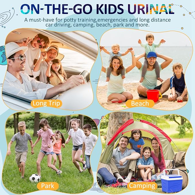 ONEDONE Portable Urinal for Kids Rocket Pee Cup for Kids Emergency Urinal for Toddlers Boys Girls 12.5 OZ Small Pee Bottle for Kid Child Camping Car Travel Potty Training Baby Urinal Teal