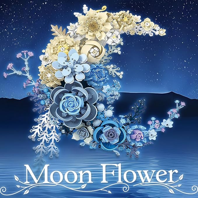 Moon Flower Building Set,935PCS Botanical Collection Set for Elegant Home Decor & Romantic Gift