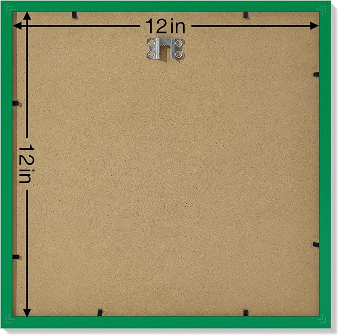 Vittanly 12x12 Picture Frames Set of 9 for Wall Mounting, Green | Display Pictures 8x8 with Mat or 12x12 without Mat for Wall Mounting, Square Photo Frames for Home Decor, Engineered Wood