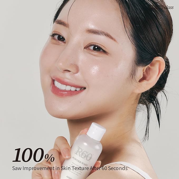 R60 Rice Enzyme Face Wash Powder – Exfoliating Facial Cleanser with Rice Bran Extract, Gentle Powder Wash for Sensitive Skin, Deep Pore Care, Korean Skin Care, Fragrance Free, 1.76oz