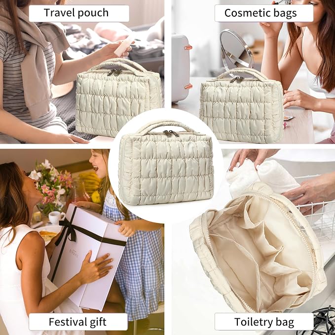 Bluboon Makeup Bag Zipper Pouch Travel Portable Cosmetic Bag Organizer for Women and Girls