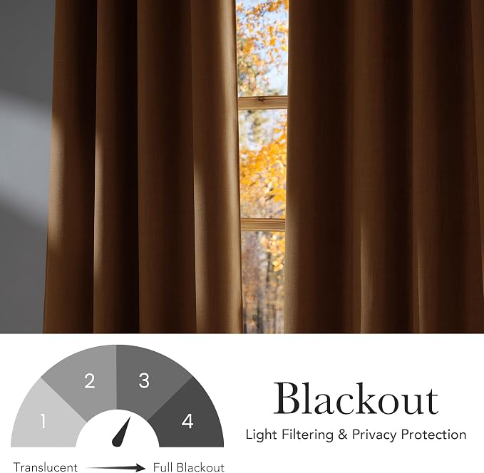 NICETOWN Short Faux Linen Gold Brown Blackout Curtains 63 inches Long for Kitchen - Privacy Panels for Living Room Bedroom, Modern Farmhouse Style Easy Care Grommet Top, 2 Panels, W42 by L63