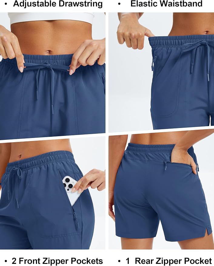 MAGCOMSEN Women's 5" Hiking Shorts UPF 50+ Quick Dry Lightweight Athletic Running Golf Summer Casual Shorts with Pockets