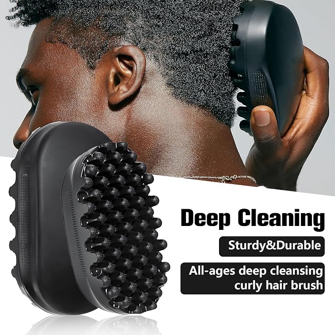 Rubber Curling Hair Brush，Premium Twist Tool for Afro Hair，Ideal for Curly, Coiled, 4C Hair，Quick & Easy Styling，Black