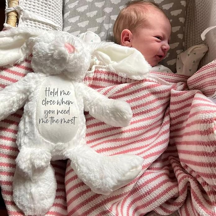 Custom Plush Bunny Keepsake Toy Hold Me Close Worry Hug Rabbit Personalized Stuffed Animal Doll Baby Shower Birthday Gift