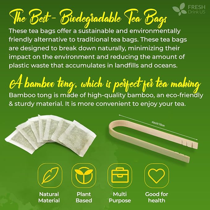 FreshDrinkUS, Premium 55 Horsetail Leaf Tea Bags, 100% Natural & Pure from Horsetail Loose Leaves Herbal Tea. Made with Natural Material Tea Bags. No Sugar, No Caffeine, No Gluten, Vegan.