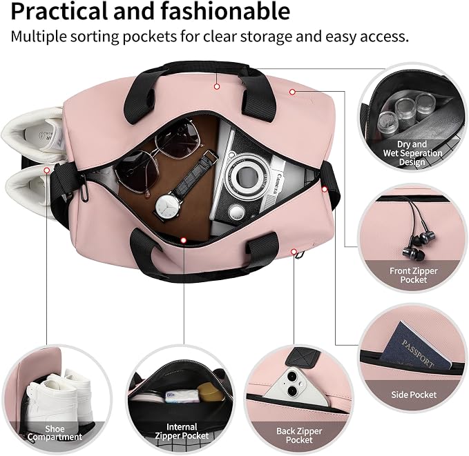 Handbag for Women Yoga Bag Large Capacity Yoga Pad Buckle with Shoe Compartment Water Bottle Sports Gym Bag Travel