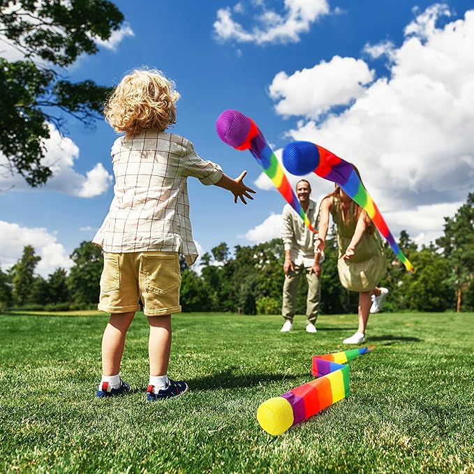Leyndo 12 Pcs 26 Inch Throw and Catch Balls with Rainbow Tail, Soft Sports Play Comet Balls Playground Toys Bulk for Kids Adults Games and Activities Fun Throwing School (Vivid)