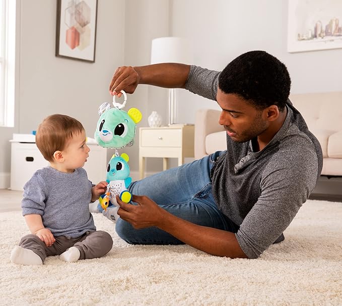 Lamaze 3-in-1 Surprise Bear Clip-On Baby Toy Clip and Go Stroller Toys for Home and Travel Sensory and Tummy Time Toys - Ages 0 Months and Up