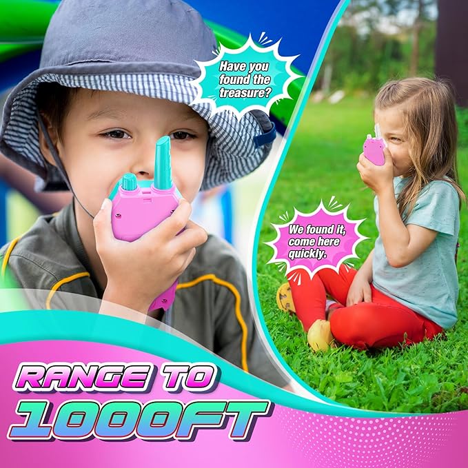 Cool Walkie Talkies for Girls Kids: Birthday Toys Gifts for 3 4 5 6 7 8 Year Old Girls Toys Ages 6-8 Kids Walkie Talkies 2 Pack Outdoor Hiking 2 Way Radio Toy for 3-8 Year Old Girl Gift