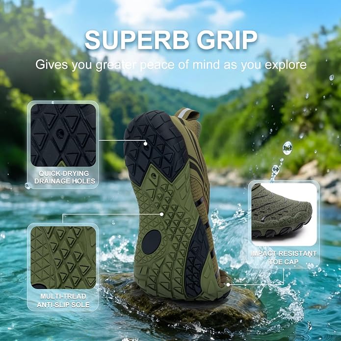 Barefoot Shoes for Women & Men, Grounded Walking Hiking Barefoot Shoes, Wide Toe Box Non-Slip Water Athletic Footwear, Comfortable Vitality Barefoot Footwear, Trail Running Sneakers Unisex