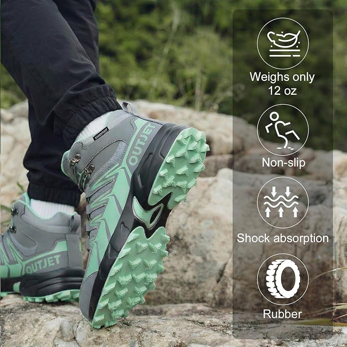 Women's Waterproof Hiking Boots Lightweight Comfortable Non-Slip Outdoor Walking Trekking Trails Boot