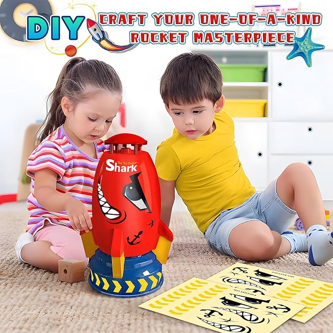Outdoor Water Sprinkler for Kids Outdoor Water Rocket Splash, Kids Sprinkler for Outside Backyard, Summer Fun Pool Rocket Toys for Toddler Ages 3+ Gift Ideas, Red