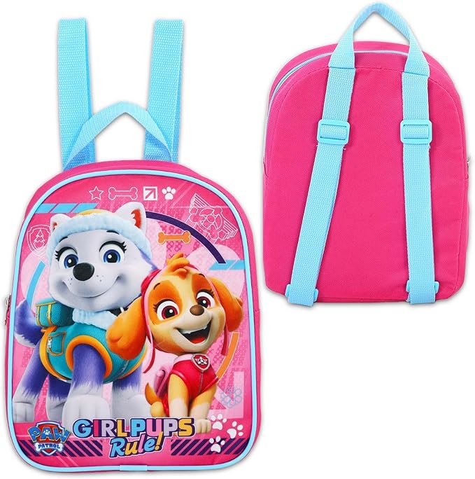 Paw Patrol Mini Backpack for Girls - Bundle with 10" Small Backpack Featuring Skye and Everest Plus Stickers, Water Bottle, More | Paw Patrol Travel Bag Set for Kids