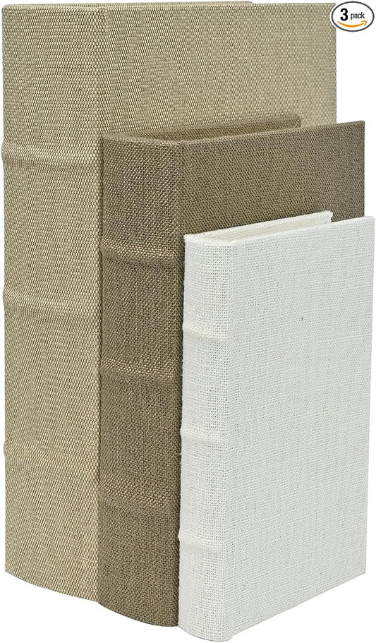 Vintage Decorative Book Box, Linen Faux Book Storage Box, 13" | Living Room Decor, Bedroom Decor, Office Decor, Bookshelf Display, Coffee Table, Farmhouse, Rustic, Vintage Style