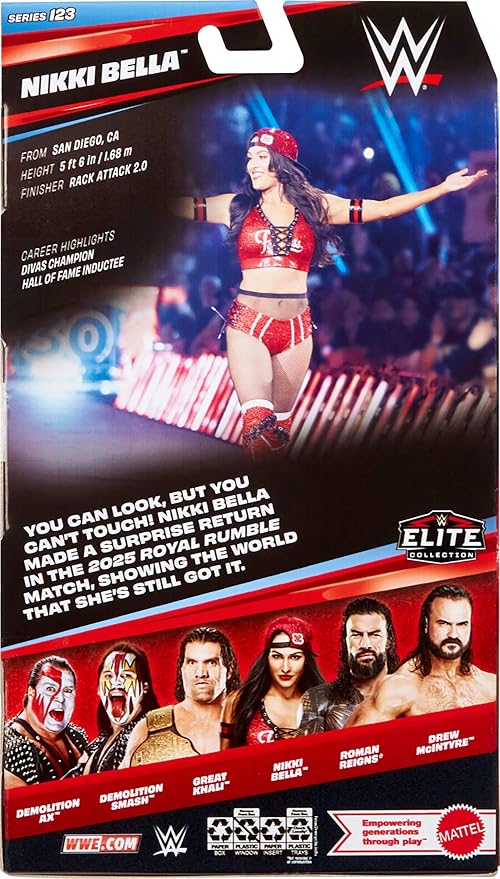 Mattel WWE Elite Action Figure & Accessories, Series #123 Set, 6-inch Collectible Nikki Bella with 25 Articulation Points & Swappable Hands