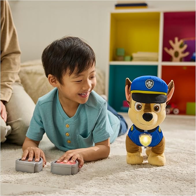 Paw Patrol Room Patrol Chase Interactive Plush Toy with Over 75 Sounds, Light-Up Badges, and 3 Play Modes, Kids Toys for Boys & Girls Ages 3 and Up