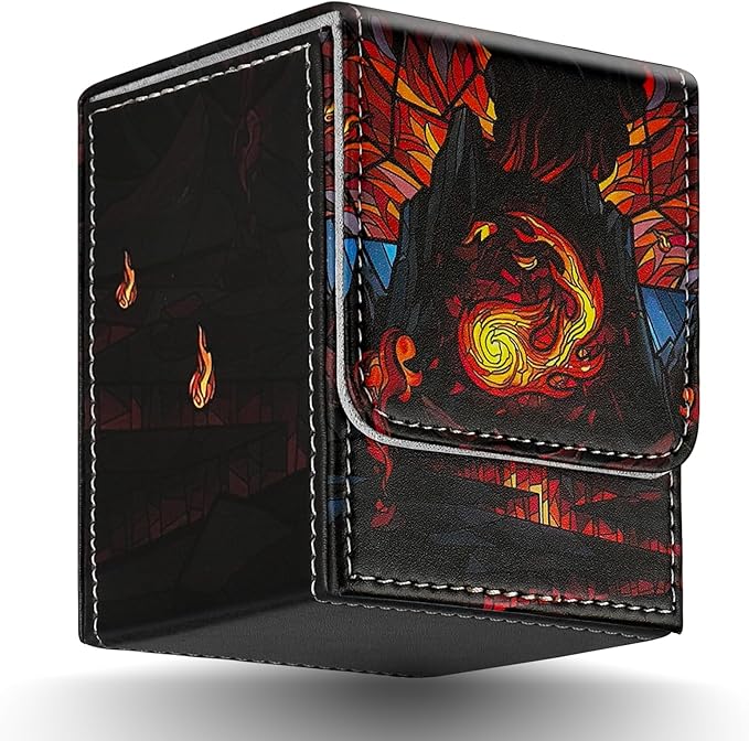Card Deck Box for MTG Card Storage Box Holds 100 Plus Single Sleeved Cards with Trading Cards Games TCG Yugioh etc.(Scarlet Red)