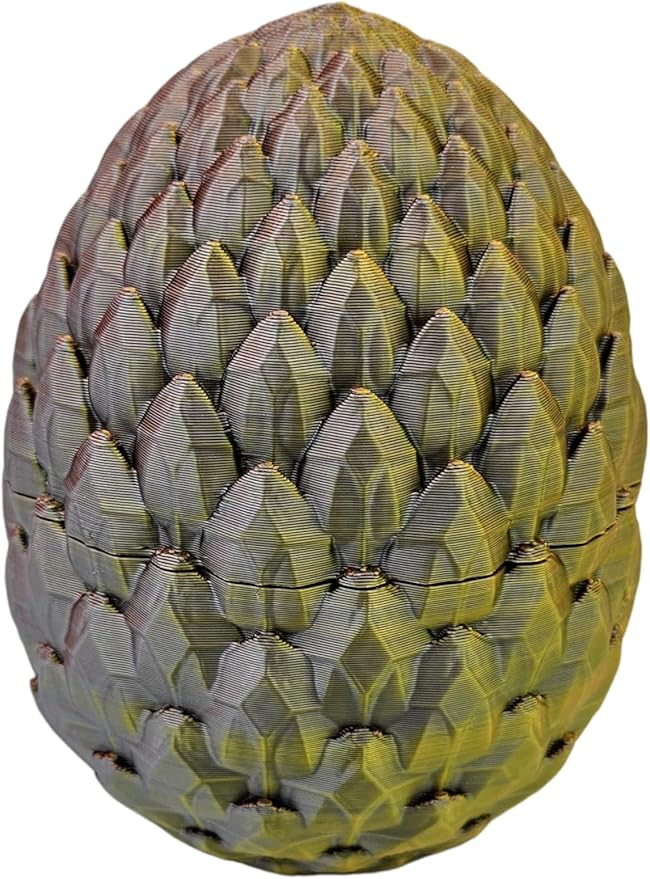 Surprise Dragon Egg Articulating Gemstone Dragon Fidget Toy - 3D Printed Flexi Dragons Flexible ADHD, Autism, Relief Anxiety - Articulated Joints (Gold Copper Silver)