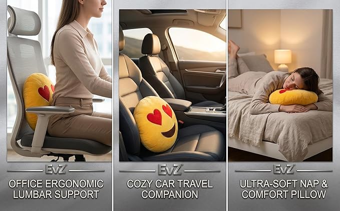 EvZ Official Certified Glasses Girl Emoji Pillow - 32cm Large Soft Plush Smiley Face Smart Emoticon Cushion - Cute Decorative Stuffed Toy for Girls, School Gift, Home & Bedroom Decor (Yellow)