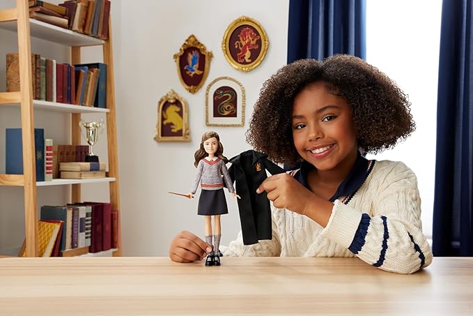 Mattel Harry Potter Toys, Hermione Granger Fashion Doll in Removable Signature Hogwarts Uniform with Wand Accessory, Inspired by The Movie