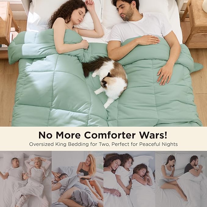 Bedsure Comforter Duvet Insert - Quilted Comforters Oversized King Size, All Season Duvet, GentleSoft Down Alternative Bedding, with 8 Tabs, Gifts for Women, Sage Green, Oversized King 116x98 Inches