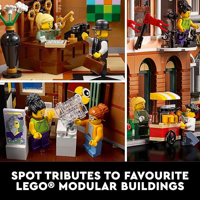 LEGO Icons Boutique Hotel Model Kits - Bedroom or Office Decor for Men & Women, Ages 18+ - Building Blocks for Adults for Display - Gift Idea - 10297
