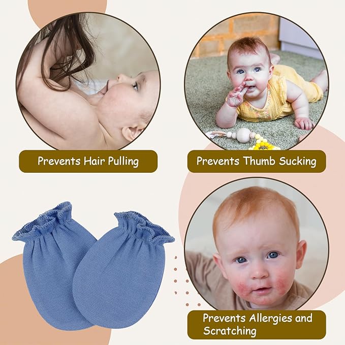8 Pairs Baby Mittens No Scratch, Skin-friendly Cotton Newborn Infant Gloves, Baby Girl Boy Must Haves Essentials 0-6 Months
