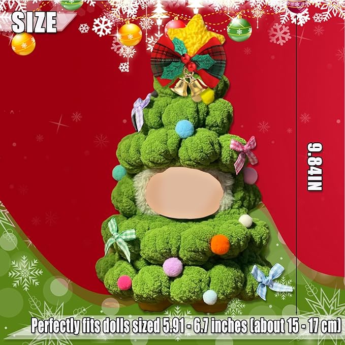 Designer Clothes for Dolls Accessories15cm /17cm Doll Clothing Set Replacement Pink Outfit 5Pcs Set (Green Christmas Tree Style)