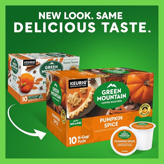 Green Mountain Coffee Roasters Pumpkin Spice, Keurig Single-Serve K-Cup Pods, Light Roast Coffee, 60 Count (6 Packs of 10)