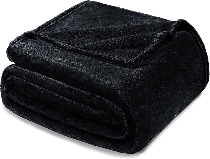 Exclusivo Mezcla Soft Fleece Blanket Cal King Size for Bed, Black | 120x120 Inches, Double-Sided Brushed Flannel, Lightweight Plush Cozy Blanket for Home Decor, All Season, Machine Washable